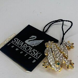Swarovski Crystal Frog Brooch Pin